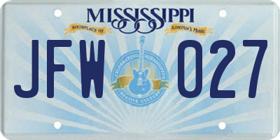 MS license plate JFW027