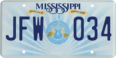 MS license plate JFW034