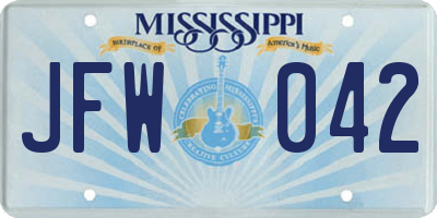 MS license plate JFW042