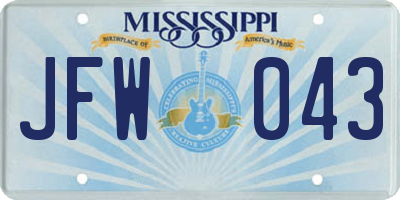 MS license plate JFW043
