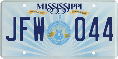 MS license plate JFW044