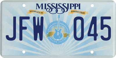 MS license plate JFW045