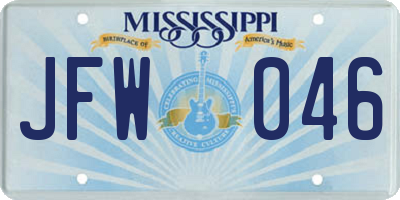 MS license plate JFW046