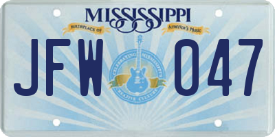 MS license plate JFW047