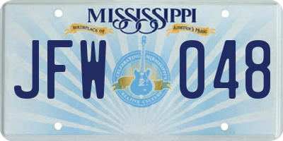 MS license plate JFW048