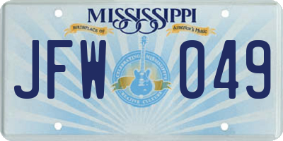 MS license plate JFW049