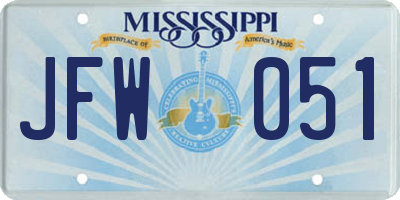 MS license plate JFW051