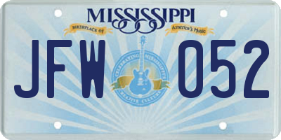 MS license plate JFW052