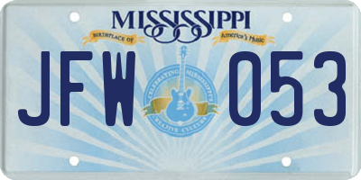 MS license plate JFW053