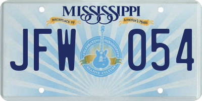 MS license plate JFW054