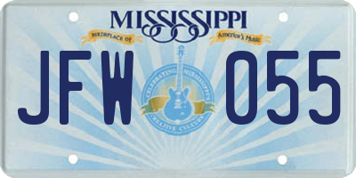 MS license plate JFW055