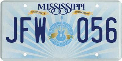 MS license plate JFW056