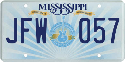 MS license plate JFW057