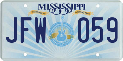 MS license plate JFW059