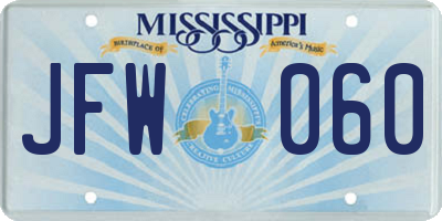 MS license plate JFW060