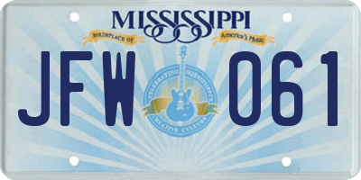 MS license plate JFW061