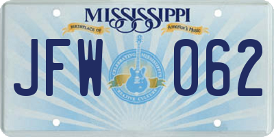 MS license plate JFW062
