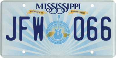 MS license plate JFW066