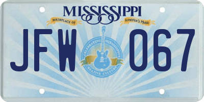 MS license plate JFW067