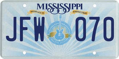 MS license plate JFW070