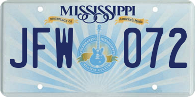 MS license plate JFW072