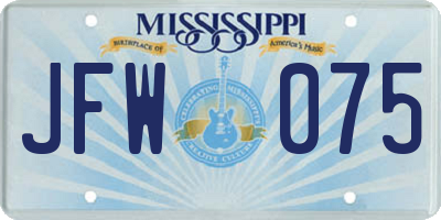 MS license plate JFW075