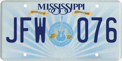 MS license plate JFW076