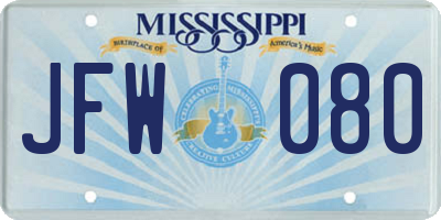 MS license plate JFW080