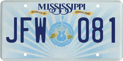 MS license plate JFW081