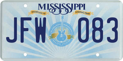 MS license plate JFW083