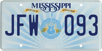 MS license plate JFW093