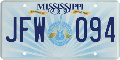 MS license plate JFW094