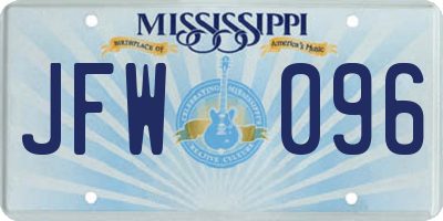 MS license plate JFW096