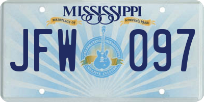 MS license plate JFW097