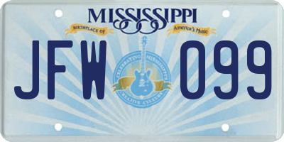 MS license plate JFW099