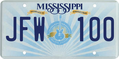 MS license plate JFW100