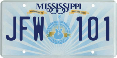 MS license plate JFW101