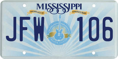 MS license plate JFW106