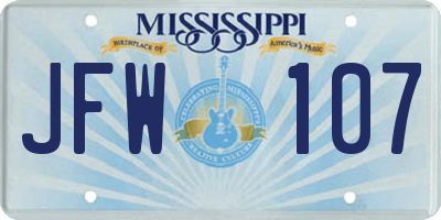 MS license plate JFW107