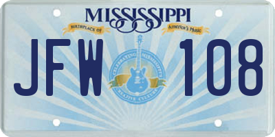 MS license plate JFW108
