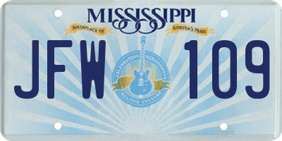 MS license plate JFW109