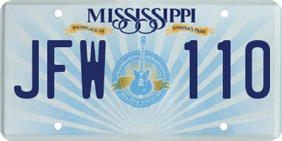 MS license plate JFW110