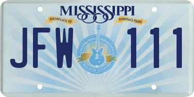 MS license plate JFW111