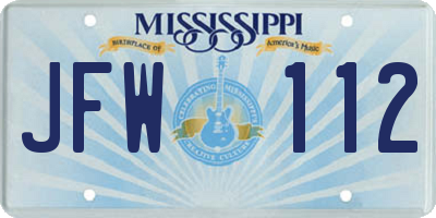 MS license plate JFW112