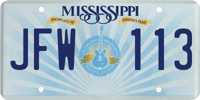 MS license plate JFW113