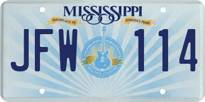 MS license plate JFW114