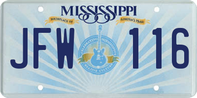 MS license plate JFW116