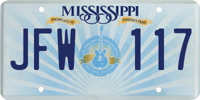 MS license plate JFW117