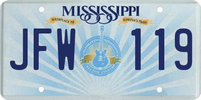 MS license plate JFW119