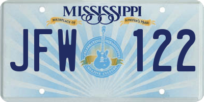 MS license plate JFW122